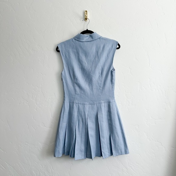 Reformation | Arella 100% Linen Collared Mini Dress in Mineral Blue -  mordernwear.com